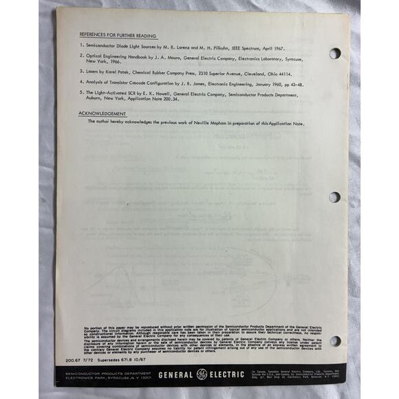 General Electric Application Note - Plastic Photodarlington Transistor VTG 1972 - Picture 5 of 5